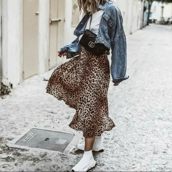 BOHO Leopard Print Skirt - Picture 1 of 7